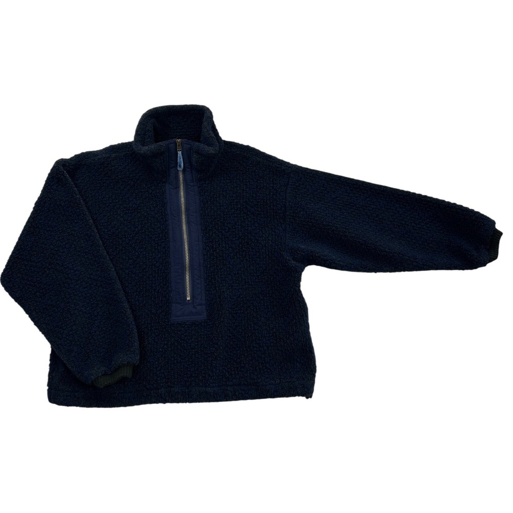 Columbia‎ Fleece Pullover Womens M Blue Quarter Zip Pockets Cropped